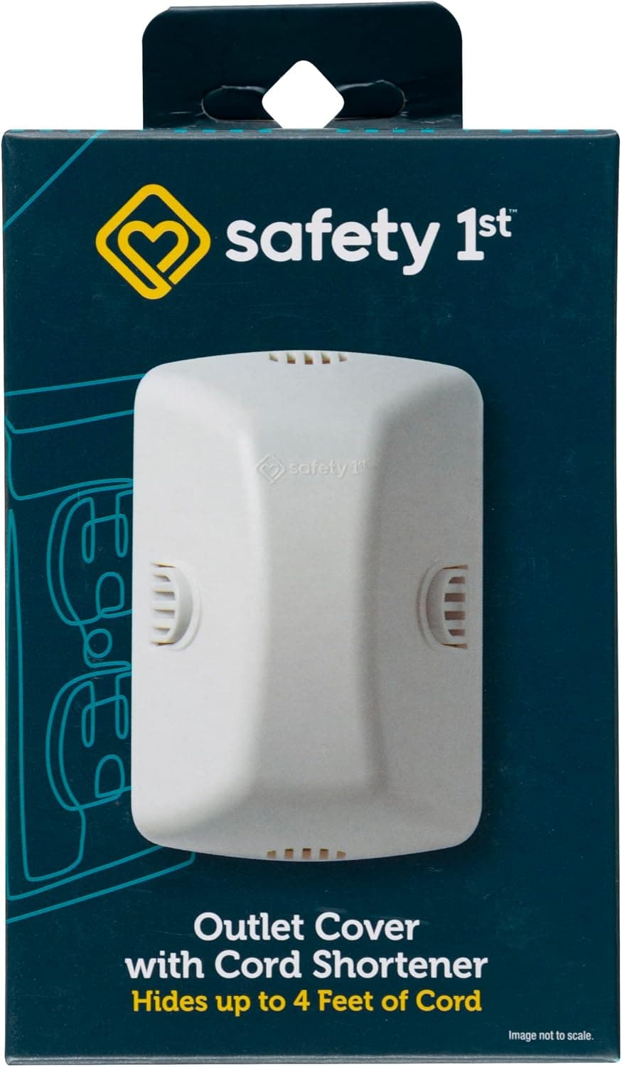 Safety 1st Outlet Cover with Cord Shortener for Baby Proofing, Conceals Excess Cord