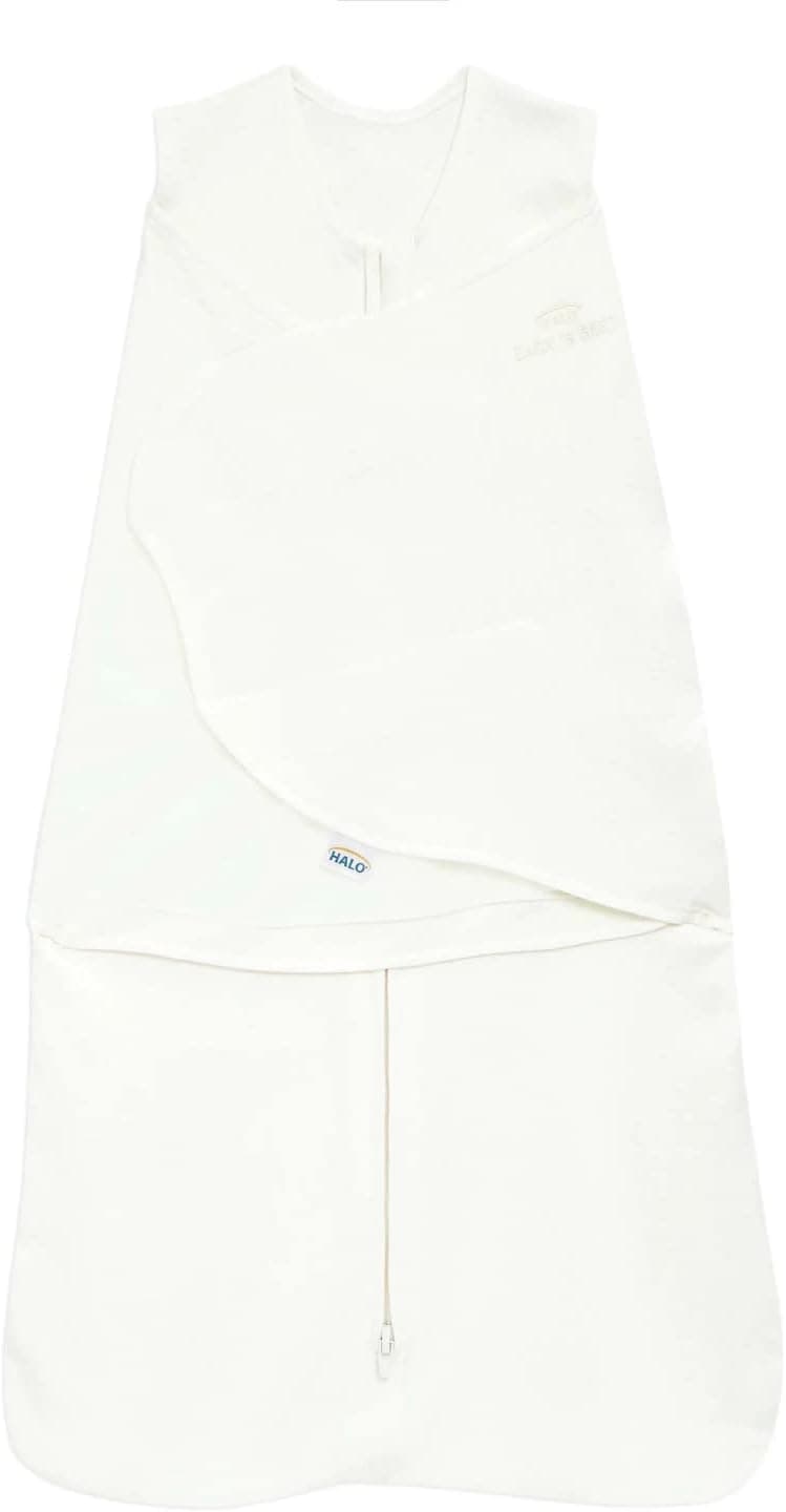 HALO 100% Cotton Sleepsack Swaddle, 3-Way Adjustable Wearable Blanket, TOG 1.5, Cream, Newborn 0-3M