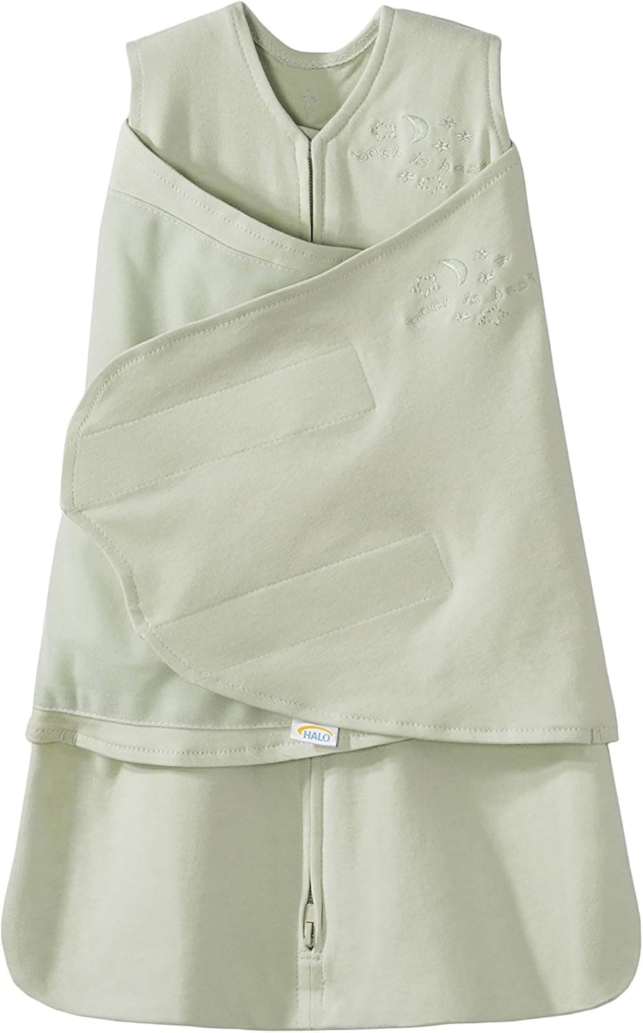 HALO 100% Cotton Sleepsack Swaddle, 3-Way Adjustable Wearable Blanket, TOG 1.5, Sage, Newborn 0-3M