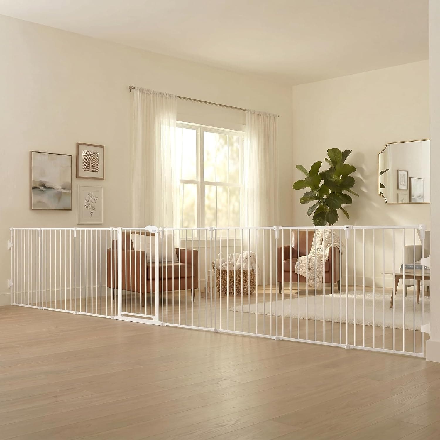 Regalo Safety 24"-192" Metal 2-in-1 Super Wide Baby Gate & Play Yard, Hardware Mounted