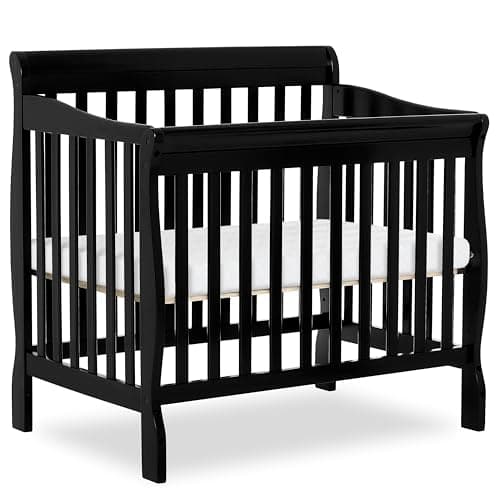 Dream On Me 4-in-1 Mini Baby Crib for Small Spaces, Aden, Black