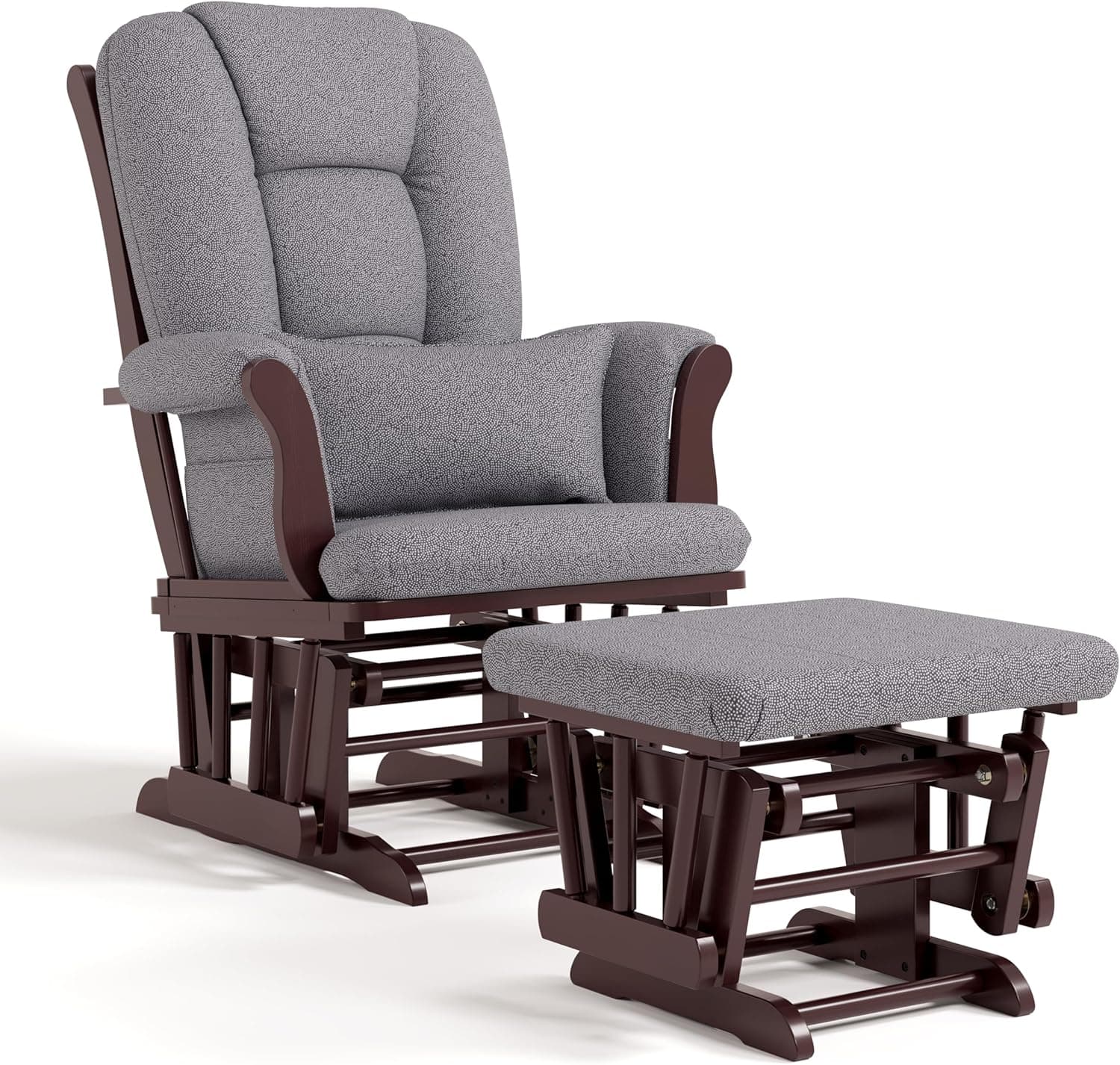 Storkcraft Tuscany Custom Glider and Ottoman with Lumbar Pillow, Espresso/Slate Gray Swirl