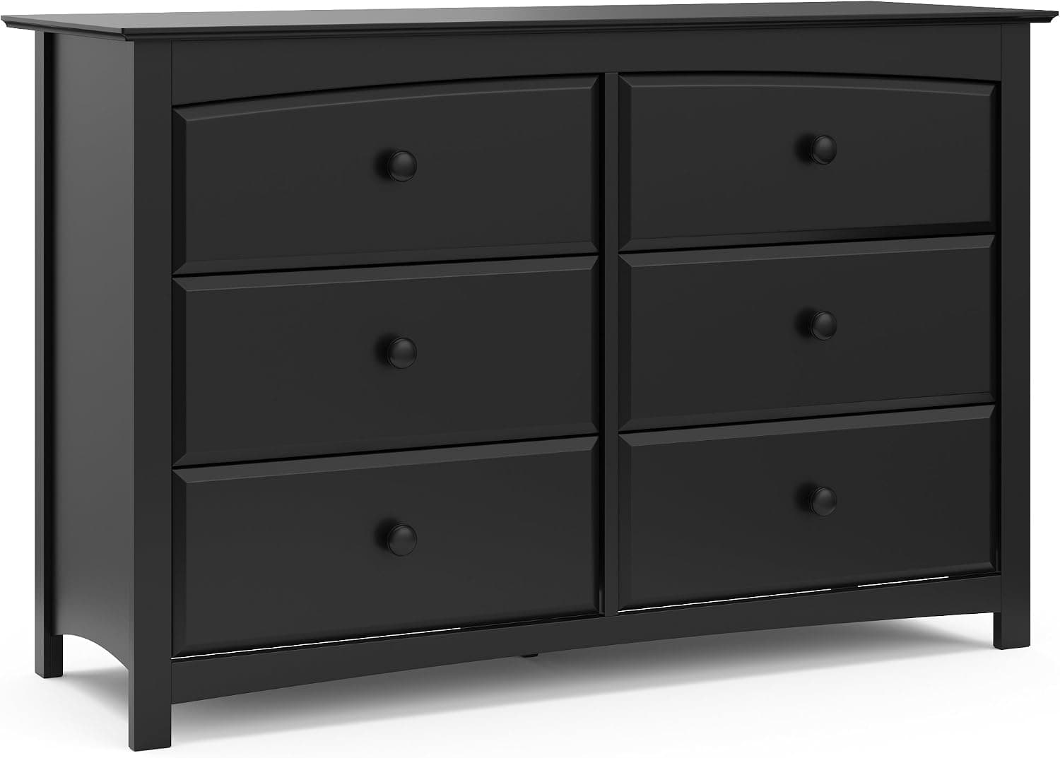 Storkcraft Kenton 6 Drawer Double Dresser Black, Nursery Chest of Drawers for Kids Bedroom