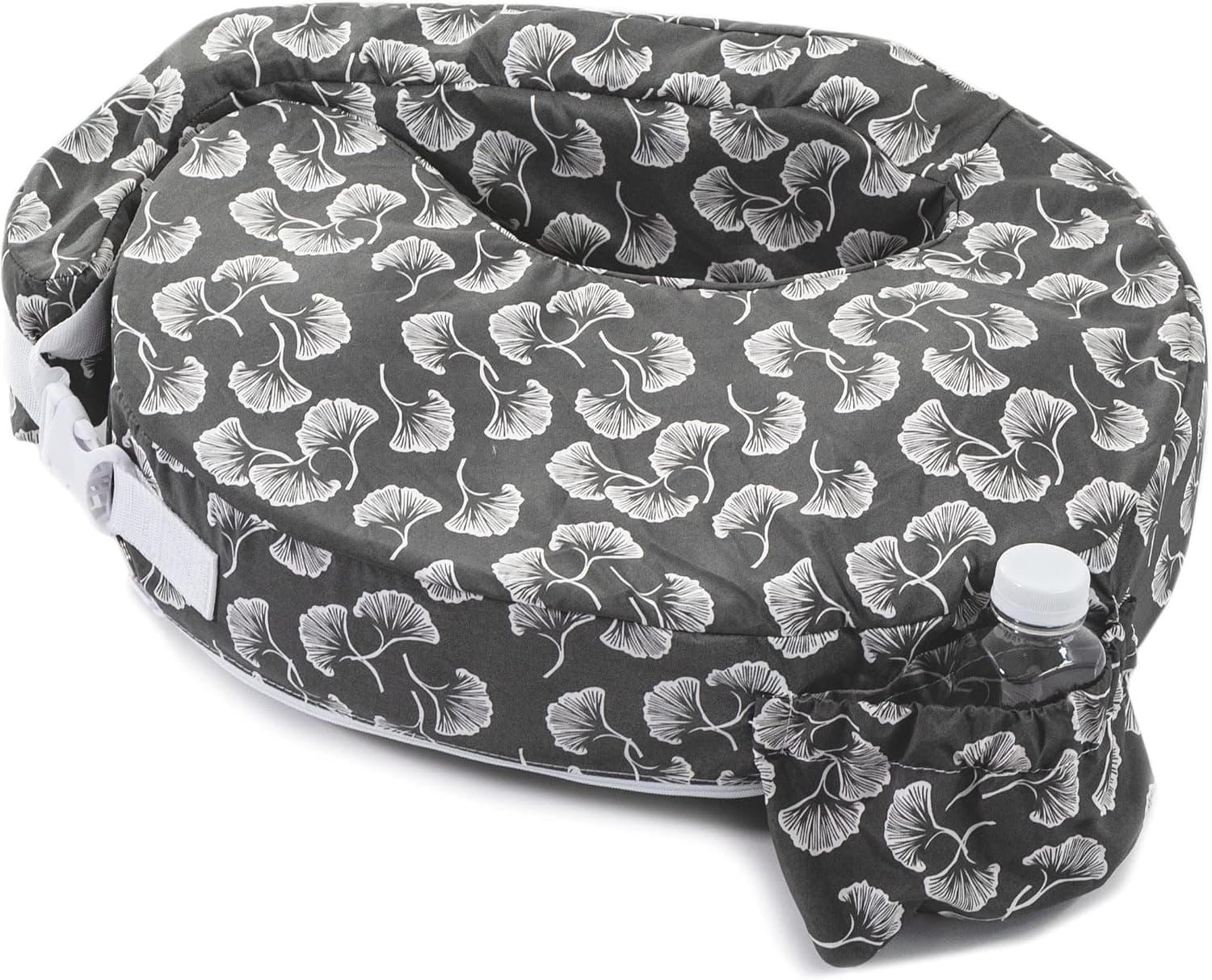 My Brest Friend Original Nursing Pillow with Side Pocket and Double Straps, Grey Flowing Fans