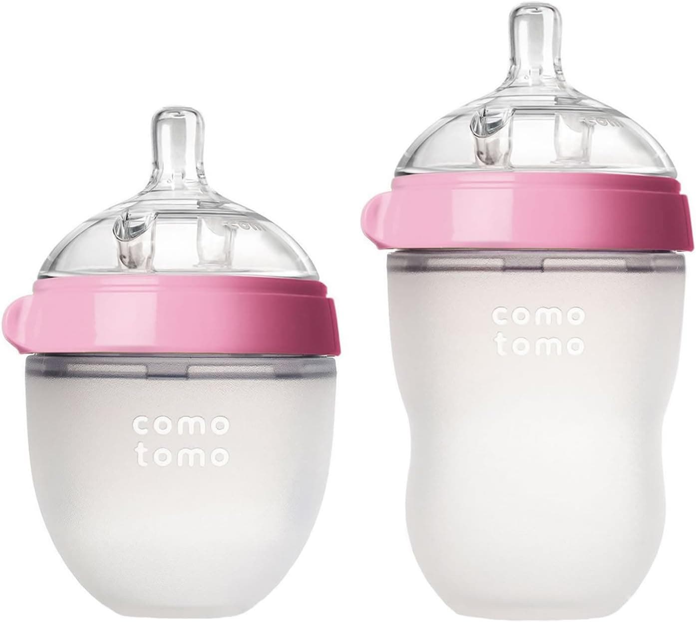 Comotomo Natural Feel Baby Bottle Bundle, 5oz + 8oz, Anti-Colic Soft Silicone, Pink