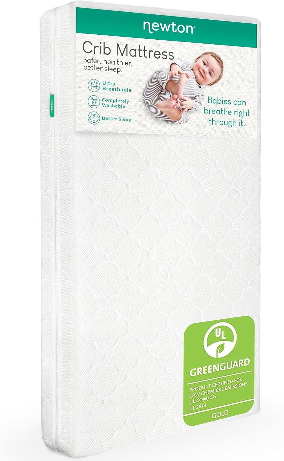 Newton Baby Crib Mattress & Toddler Bed, Breathable & Washable, 100% Recyclable, White