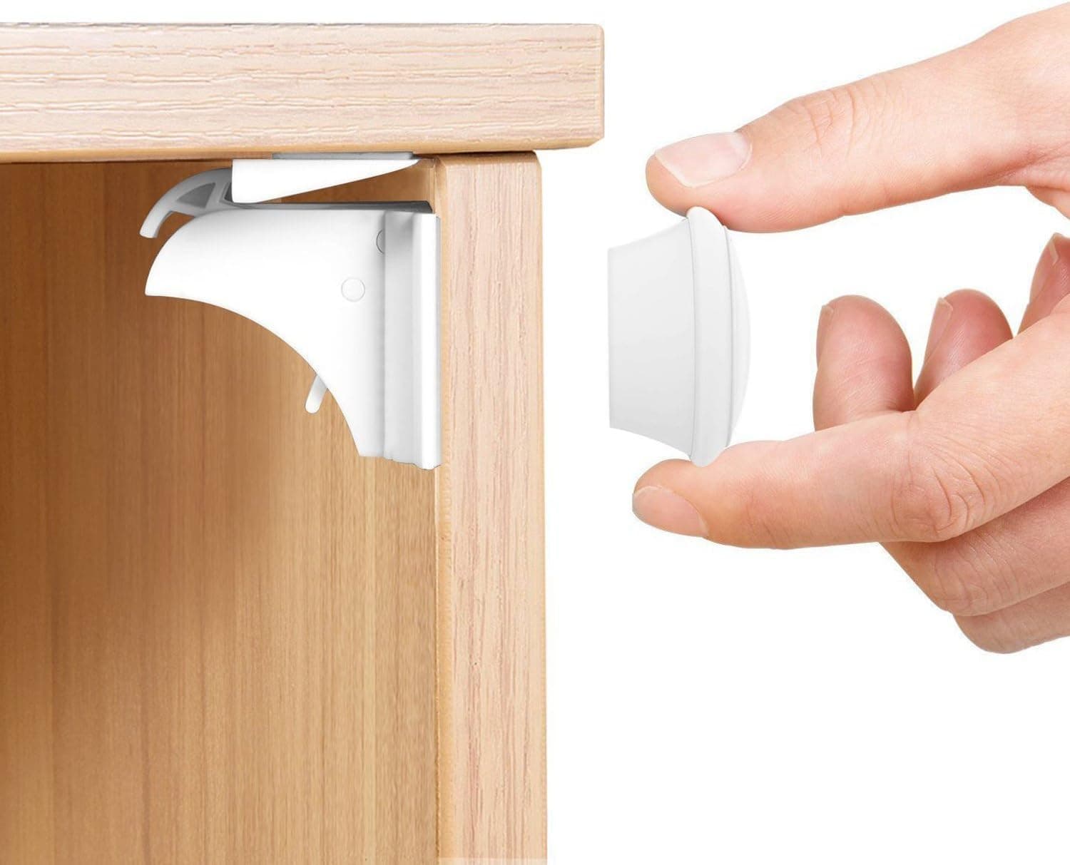 Child Proof Cabinet Locks with Install Tool, Magnetic Child Safety Locks (4 Locks + 1 Key)