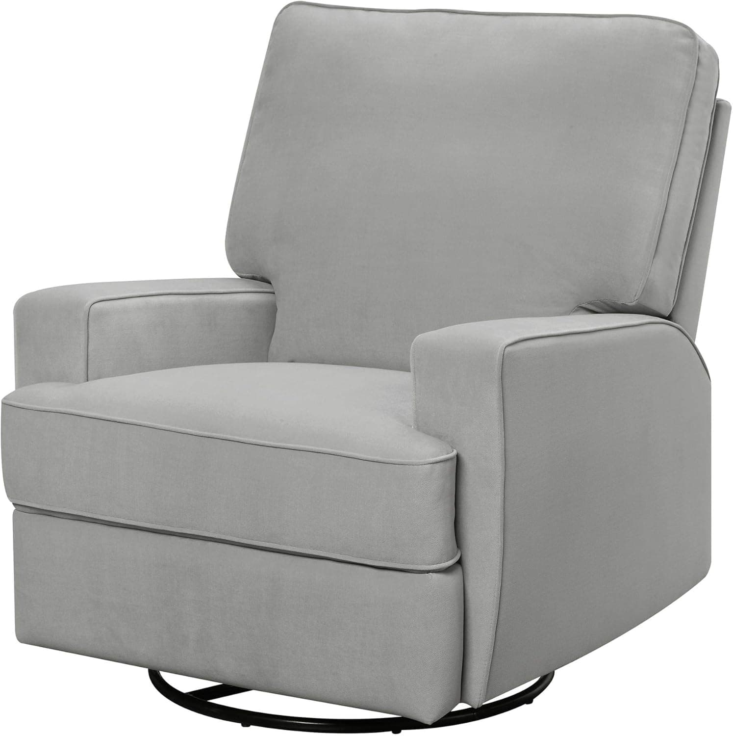 Baby Relax Rylan Swivel Glider Recliner Chair, Modern Nursery Furniture, Wood Legs, Gray