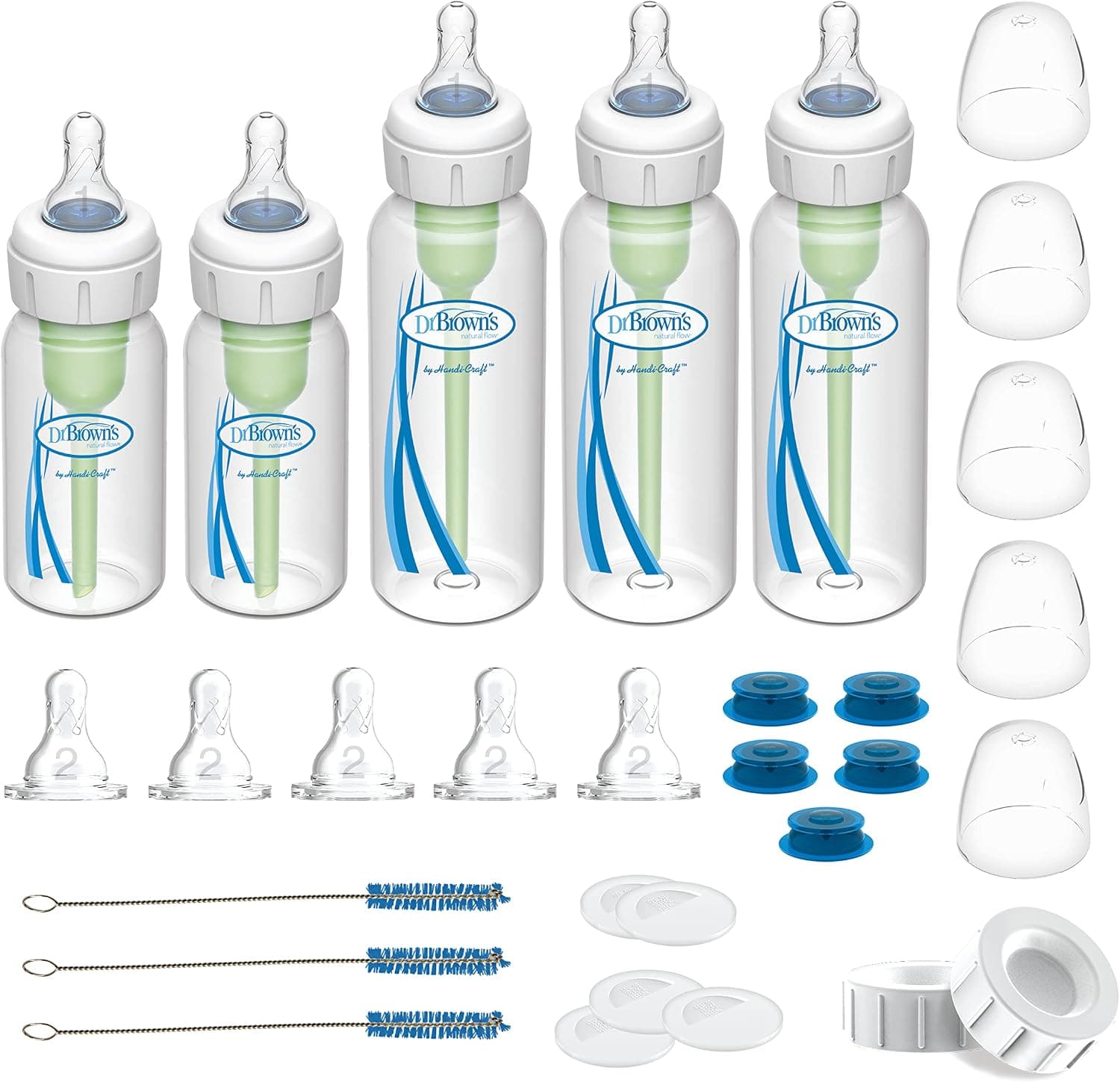 Dr. Brown's Specialty Feeding System Starter Kit, Narrow Baby Bottles, Infant-Paced Valve, 0m+