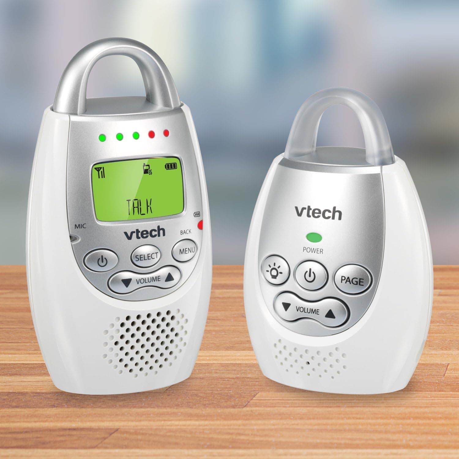 VTech DM221 Safe & Sound Digital Audio Baby Monitor, DECT 6.0, Two-Way Talk, White/Silver