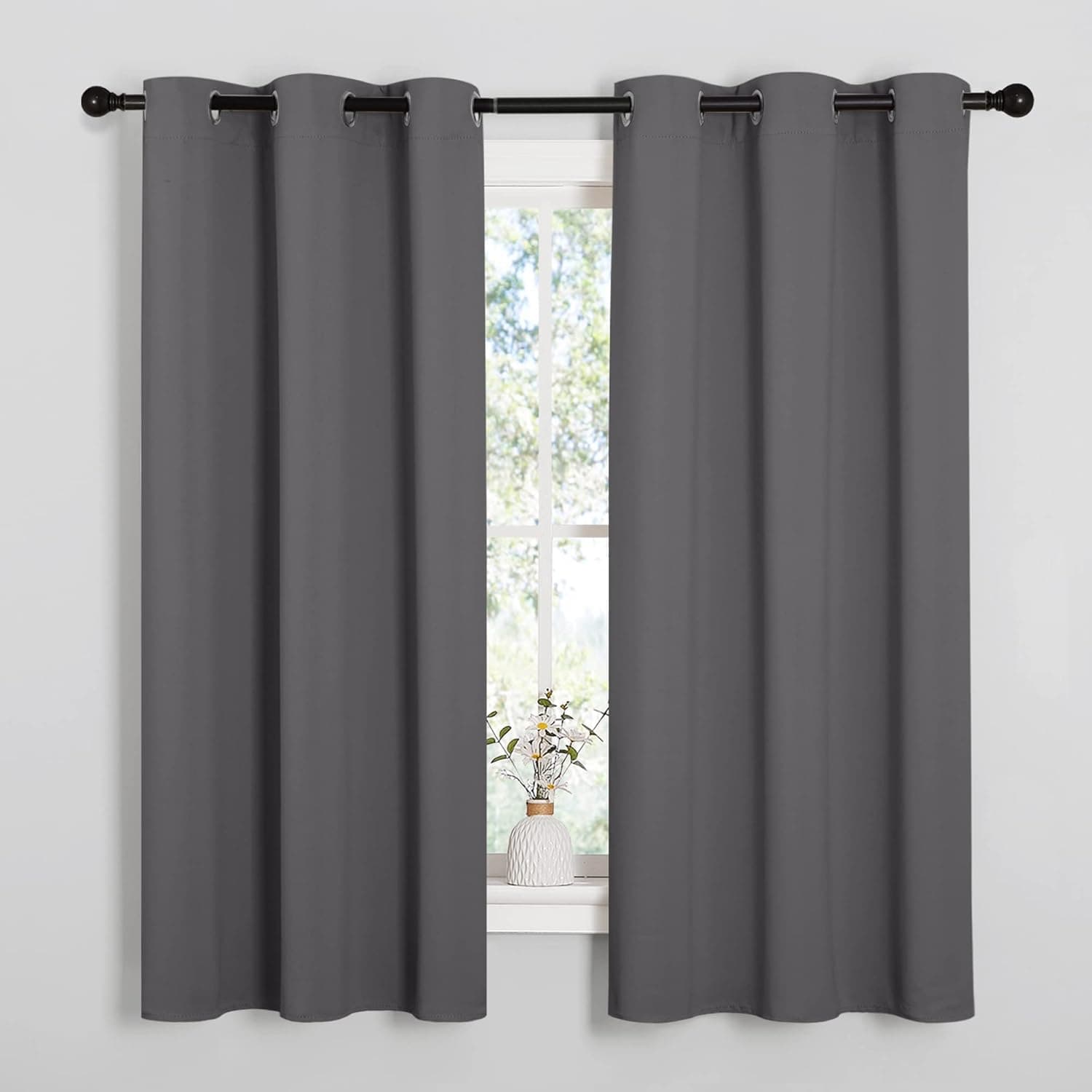 NICETOWN Thermal Insulated Grommet Blackout Curtains for Bedroom, 2 Panels, W42 x L63, Grey