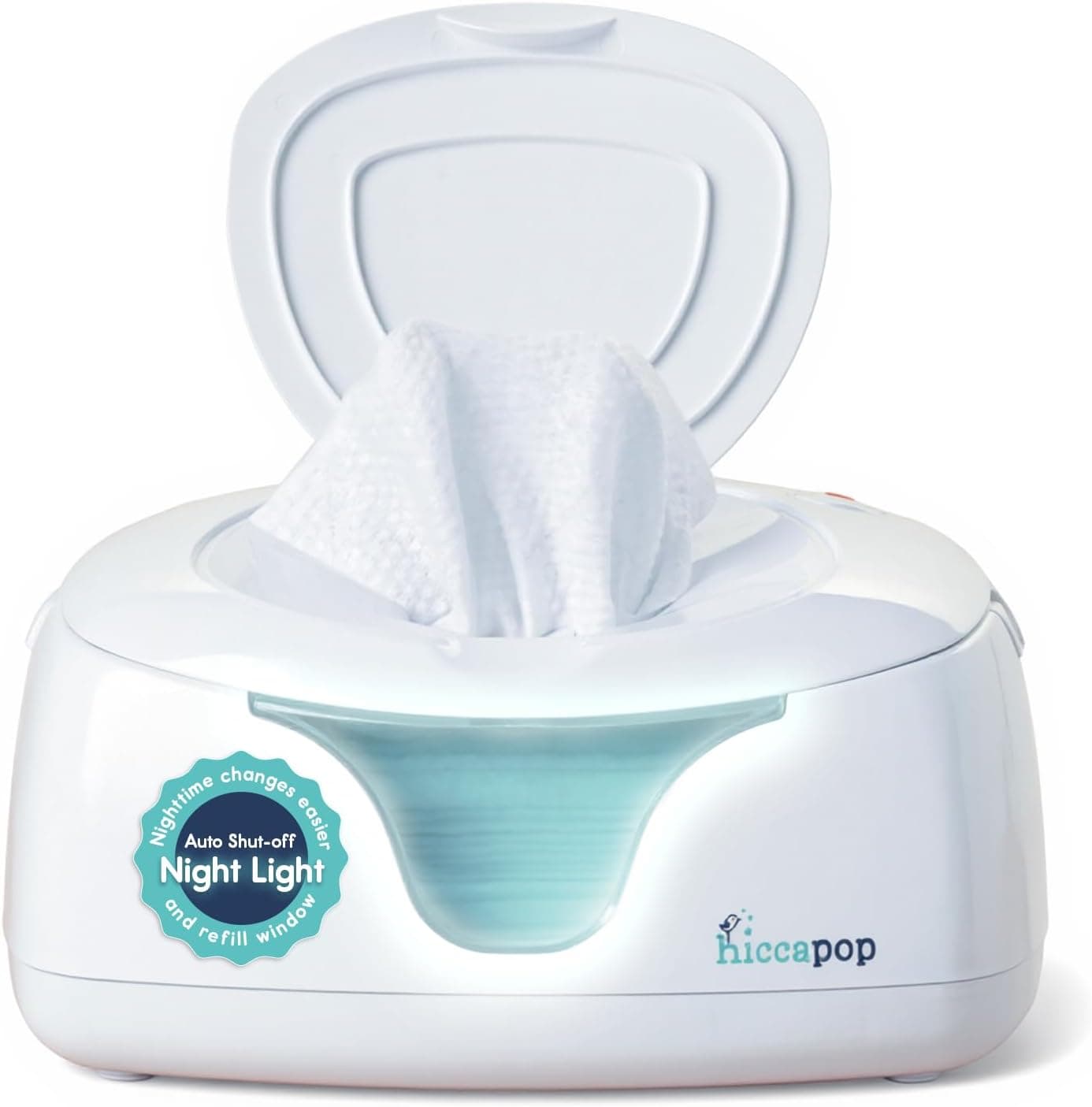 Hiccapop Baby Wipe Warmer and Wet Wipes Dispenser with Changing Light, White