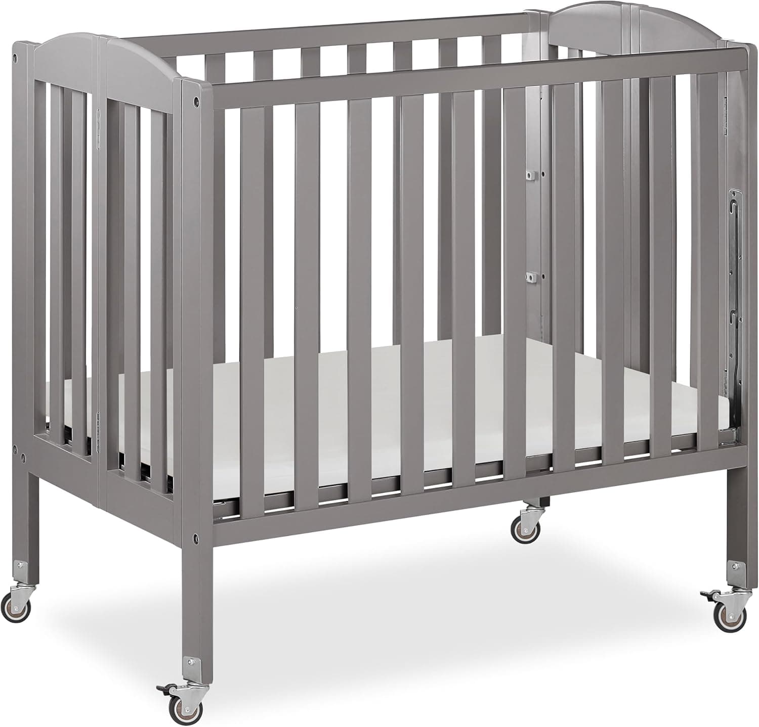 Dream On Me 3-in-1 Portable Folding Stationary Side Mini Crib & Mattress, Steel Grey