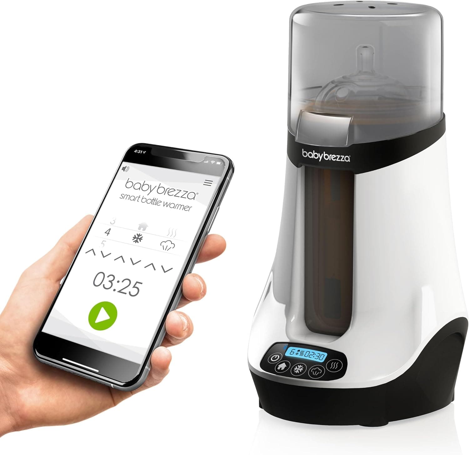 Baby Brezza Safe & Smart Electric Baby Bottle Warmer, Wireless Bluetooth Control, Digital Display
