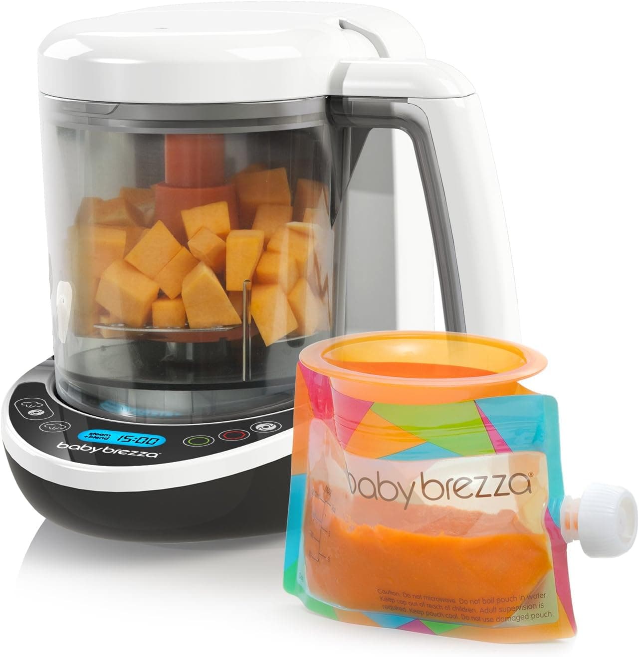 Baby Brezza Small Baby Food Maker Set - Cooker and Blender in One to Steam and Puree Baby Food for Pouches