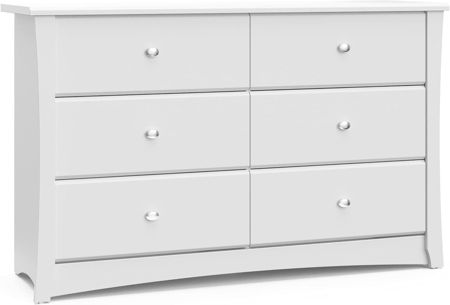 Storkcraft Crescent 6-Drawer Dresser White, Greenguard Gold Certified Nursery Storage Chest