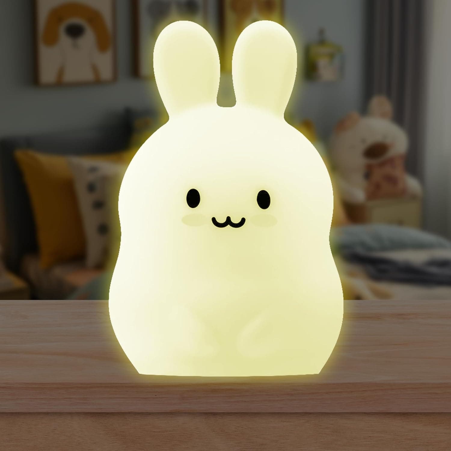 Lumipets Animal Kids Night Light, Silicone Nursery Light for Baby and Toddler, Squishy, Bunny