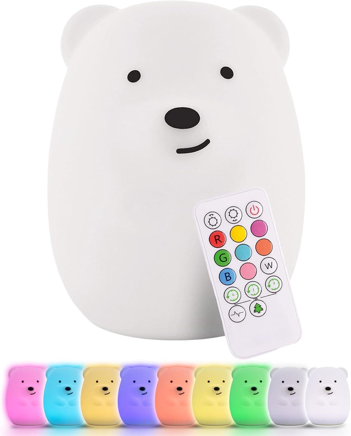 LumiPets Baby Night Light, Silicone Nursery Animal Lamp for Kids Room, 8 Colors, Rechargeable