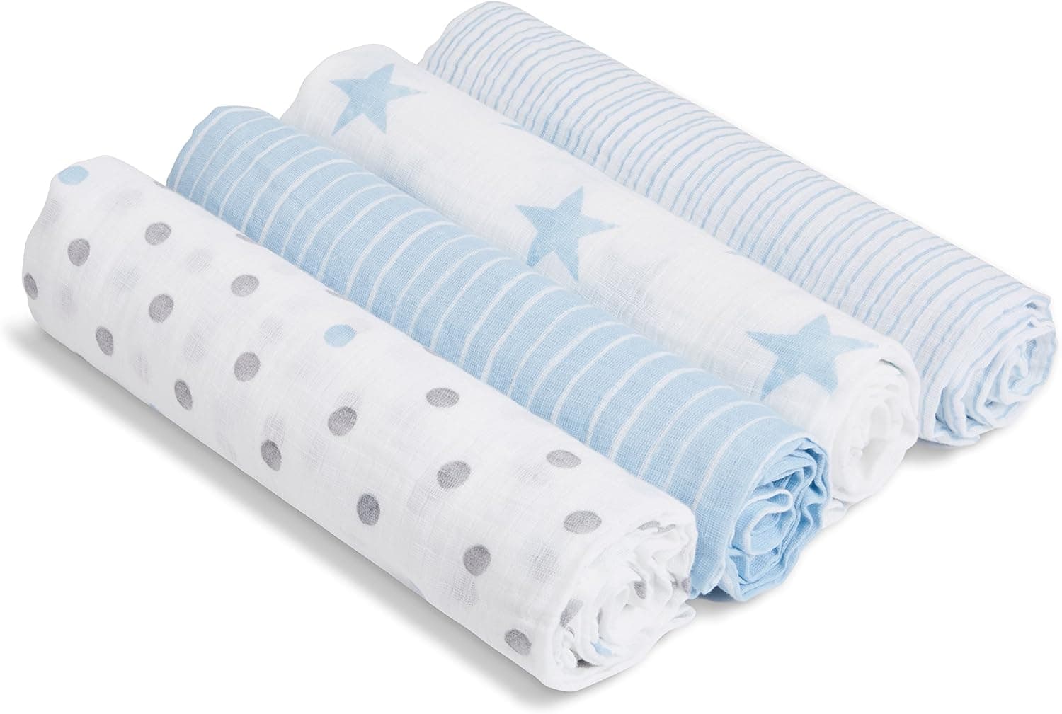 aden + anais Essentials Muslin Swaddle Blankets for Baby, 100% Cotton Baby Swaddle Wrap, 4 Pack, Dapper