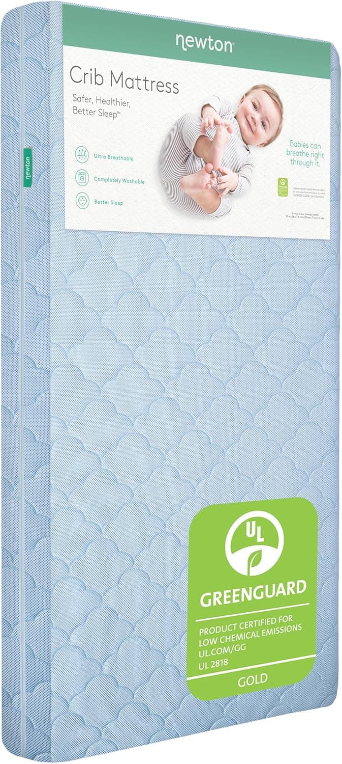 Newton Baby Crib Mattress, Infant & Toddler, Dual-Layer, Breathable & Washable, 5.5 inch, Sky Blue