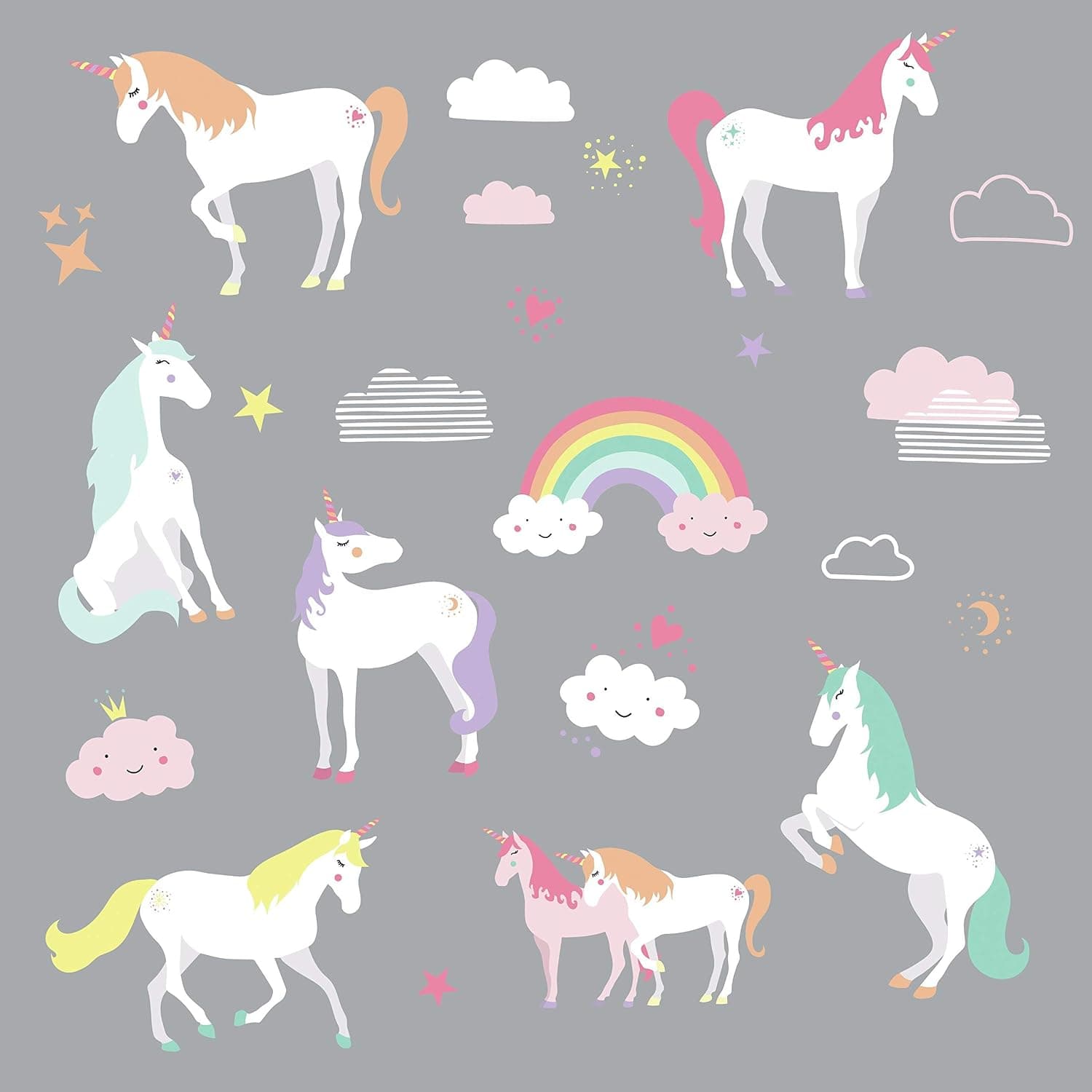 RoomMates RMK3628SCS Unicorn Magic Peel and Stick Wall Decals, Nursery Wall Stickers