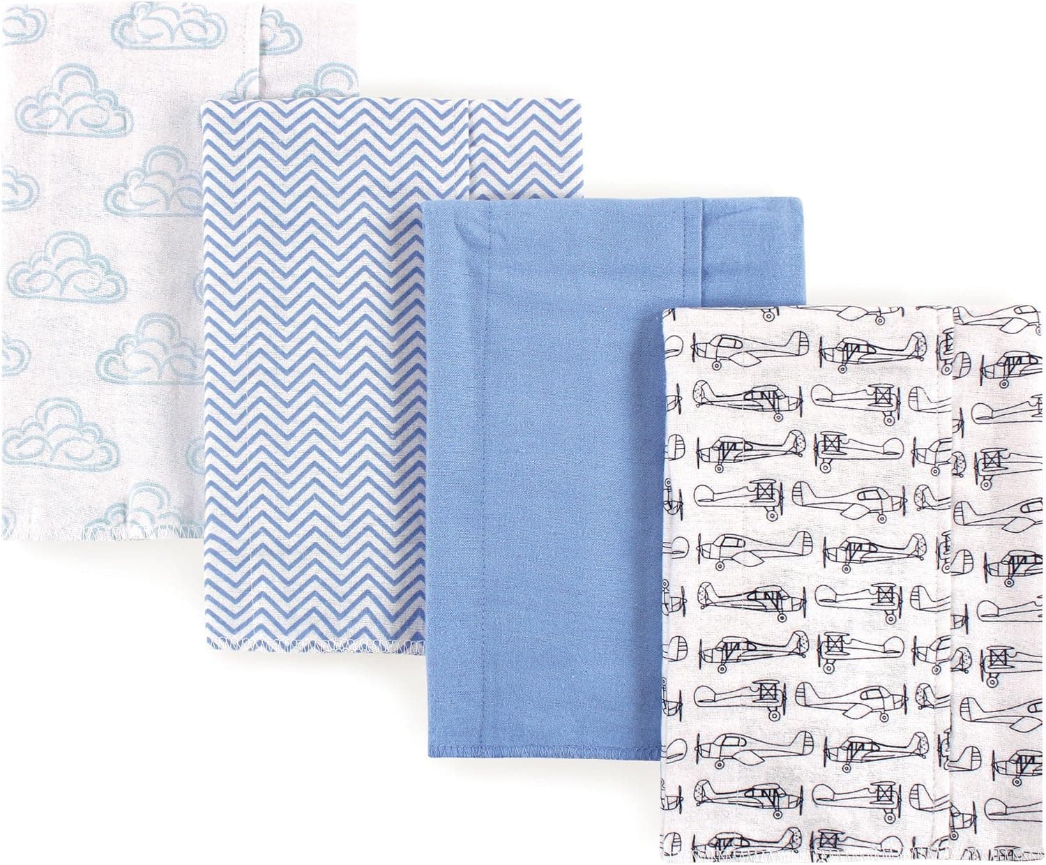 Hudson Baby Unisex Baby Cotton Flannel Burp Cloths, Airplane, Multi-Layered Absorbent, One Size
