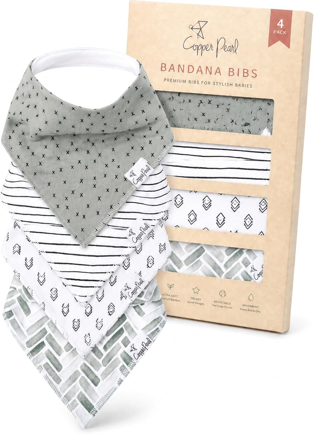 Copper Pearl Baby Bibs 4 Pack, Bandana Drool Bibs for Baby Girl & Boy, Soft Cotton Teething, Alta
