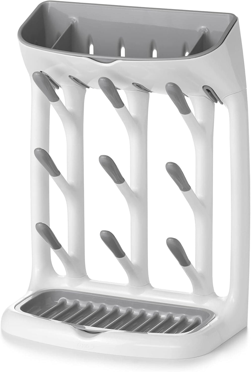 OXO Tot Space Saving Drying Rack for Baby Bottles and Sippy Cups, Compact Angled Pegs