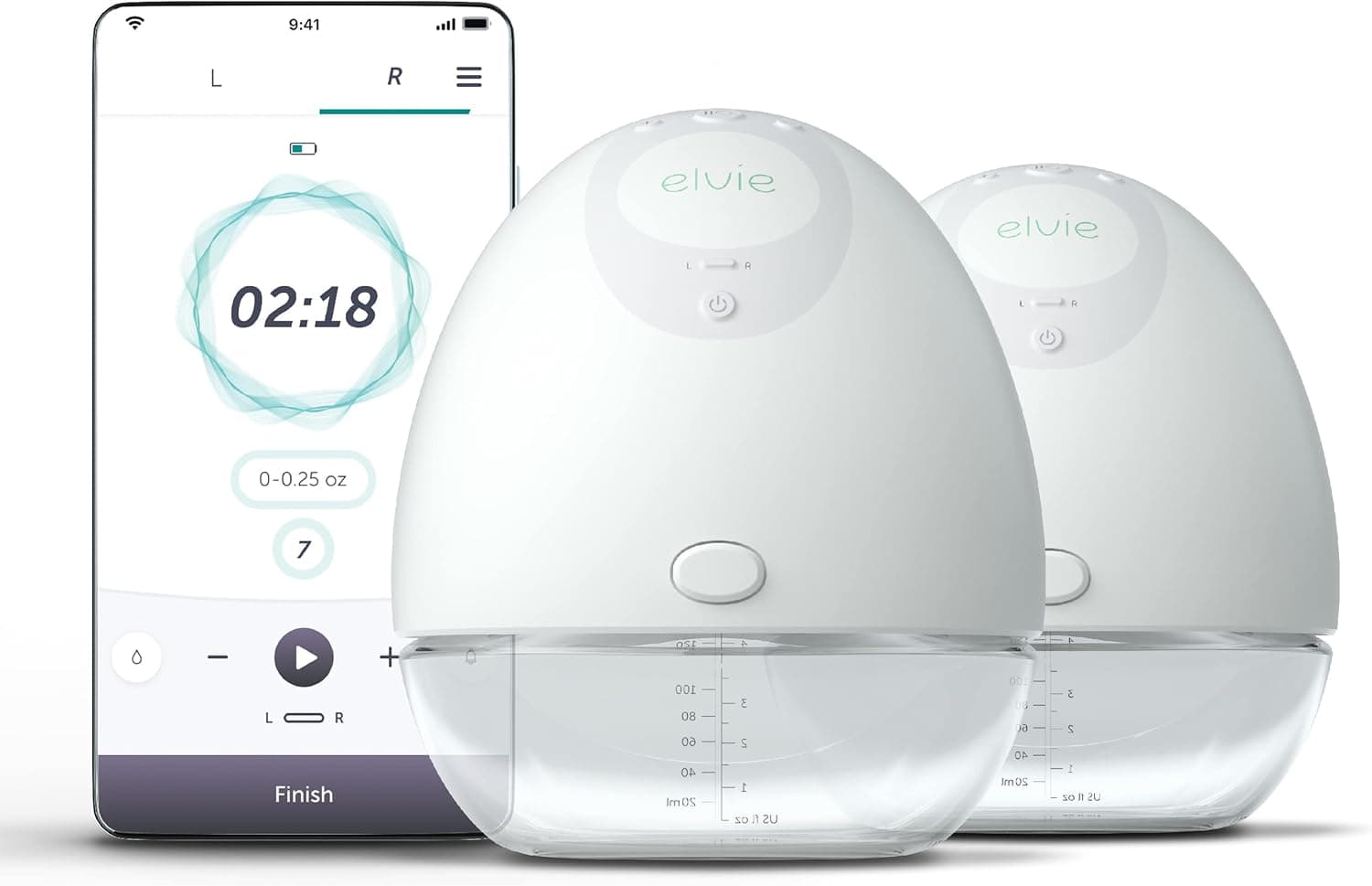 Elvie Double Wearable Breast Pump with App, Smallest and Quietest Hands-Free Portable Electric Pump
