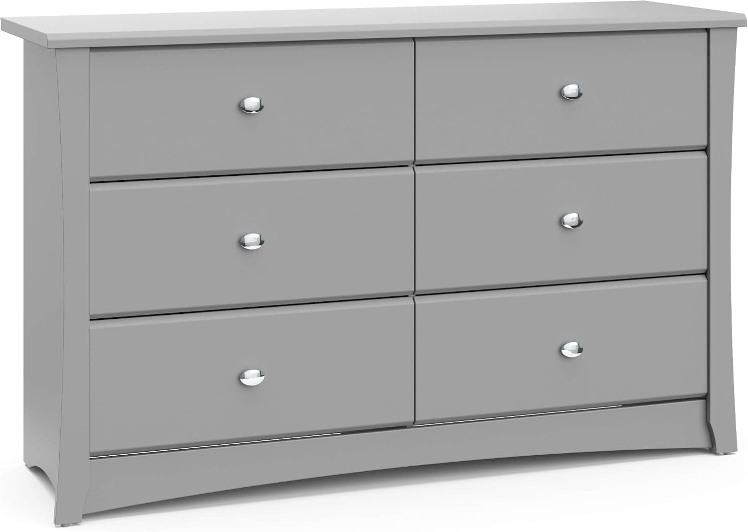 Storkcraft Crescent 6-Drawer Dresser Pebble Gray, Greenguard Gold Certified Kids Nursery Chest