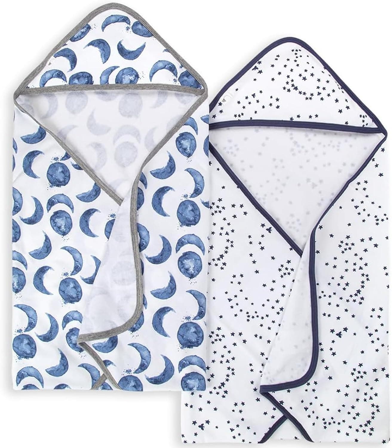 Burt's Bees Baby Infant Hooded Towels Hello Moon! Organic Cotton, 2-Pack, Size 29 x 29 Inch