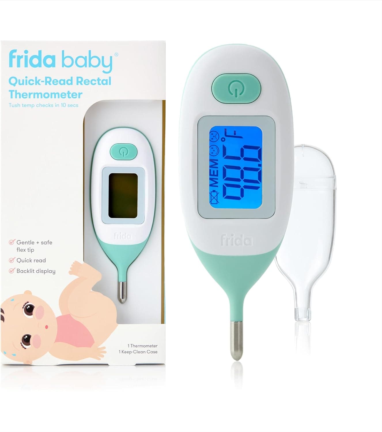 Frida Baby Rectal Thermometer for Babies, Digital Fever Thermometer, Water Resistant, Memory 10