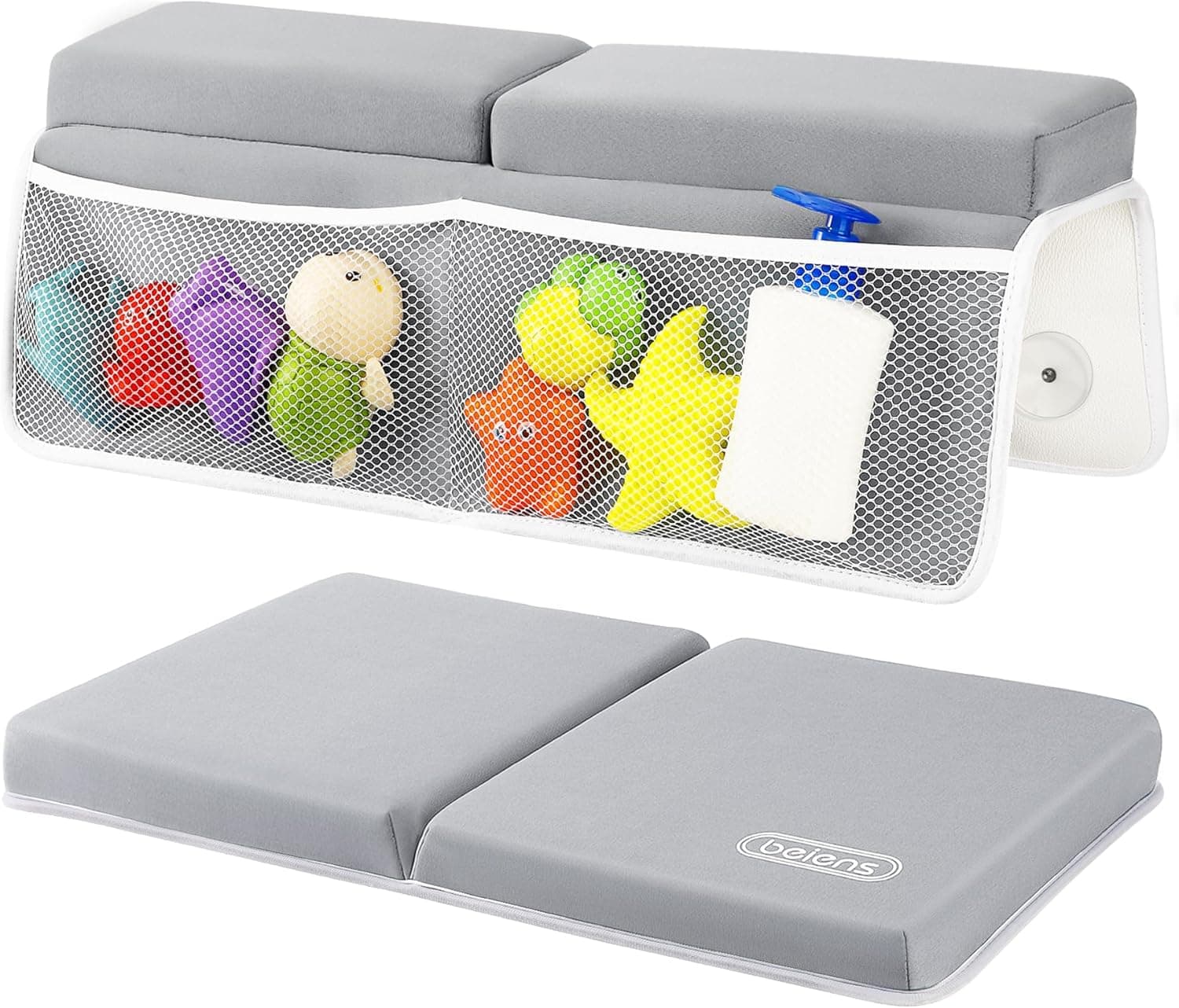 beiens Bath Kneeler and Elbow Rest Pad Set, 1.5'' Thick Quick Dry Kneeling Pad with Toy Organizer