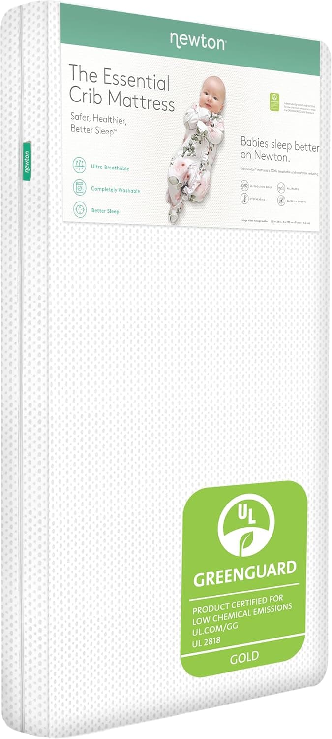 Newton Baby Essential Crib Mattress, Breathable Washable Infant & Toddler, GREENGUARD Gold, White
