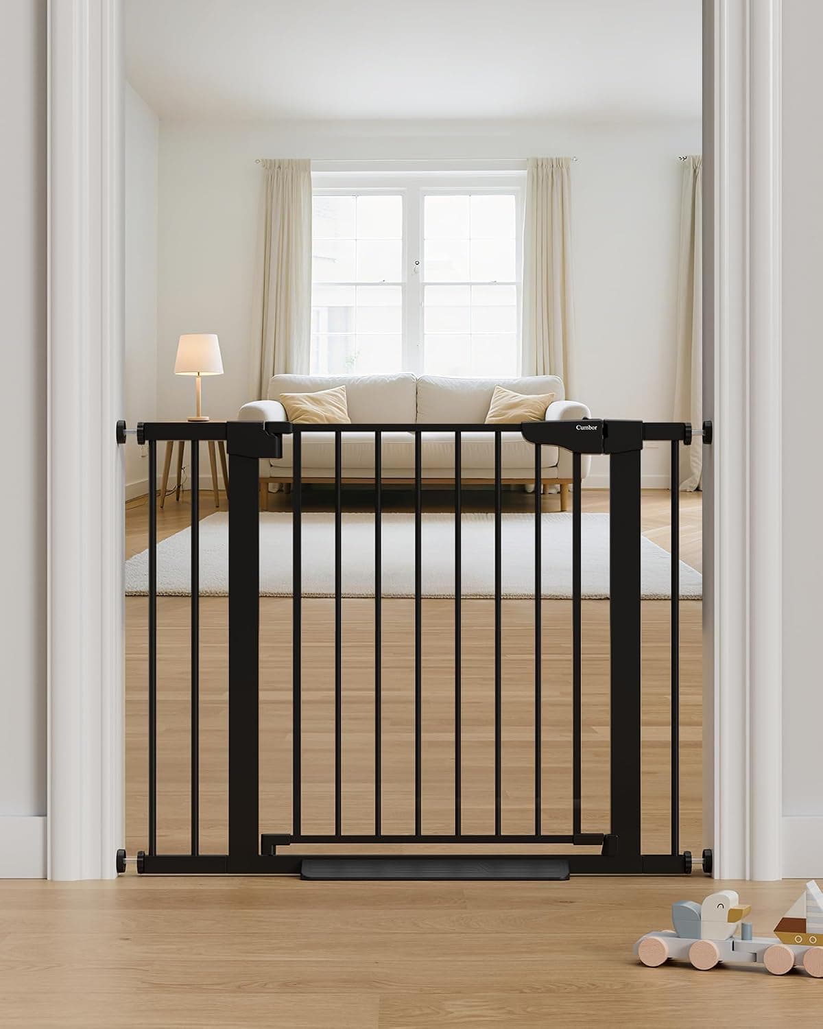 Cumbor 29.7-40.6" Baby Gate for Stairs, Pressure Mounted Auto-Close Child Gate with Walk Thru Door