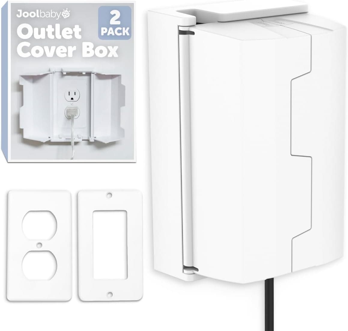 Jool Baby Outlet Cover Box for Child Safety (2 Pack) Duplex & Decorator Electrical Outlet Plates