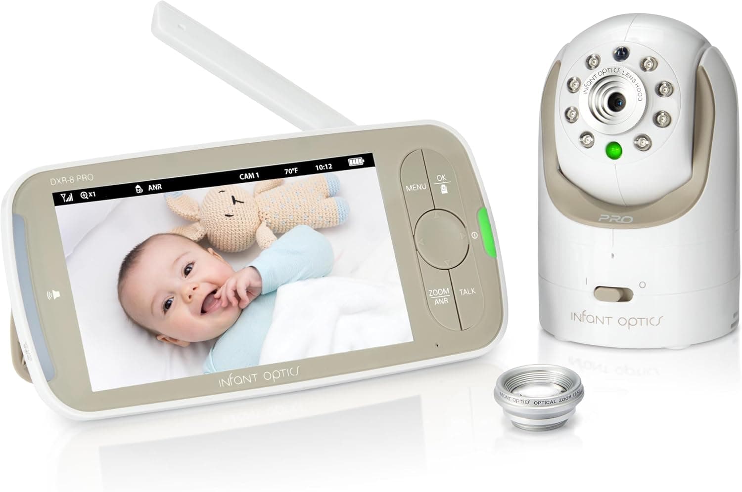 Infant Optics DXR-8 PRO 5 inch HD Video Baby Monitor, No WiFi, Pan Tilt Zoom, Interchangeable Lens