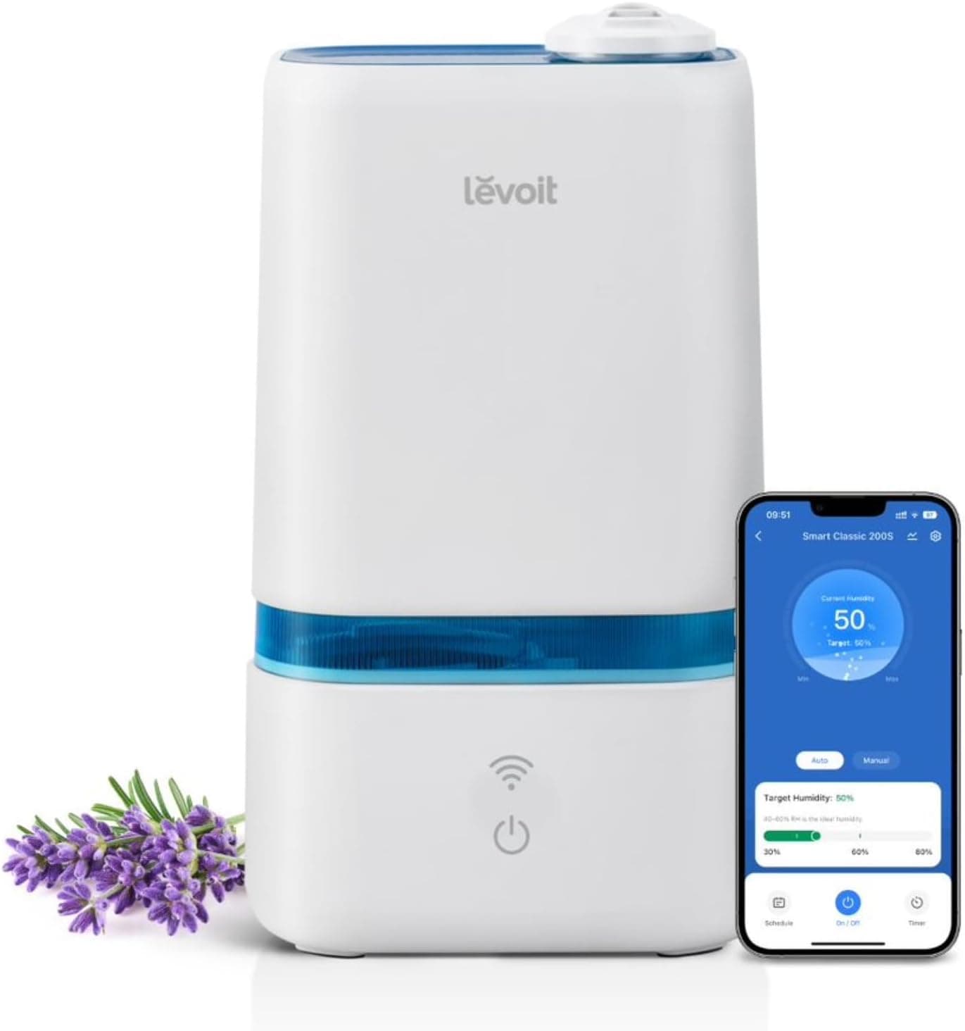 LEVOIT 4L Smart Cool Mist Humidifier for Bedroom Essential Oils, Baby & Plants, App & Voice Control