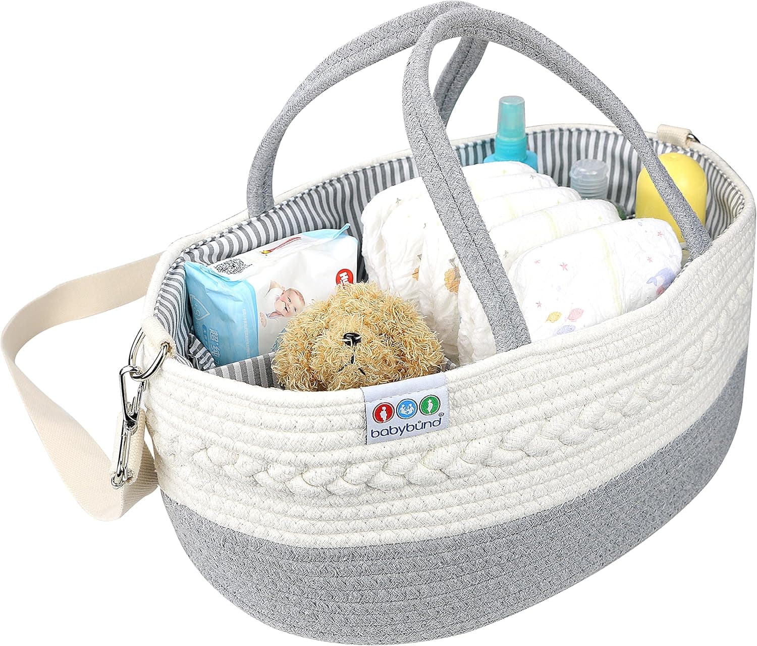 Babybund Extra Large Baby Diaper Caddy Organizer, Portable Rope Nursery Basket for Changing Table