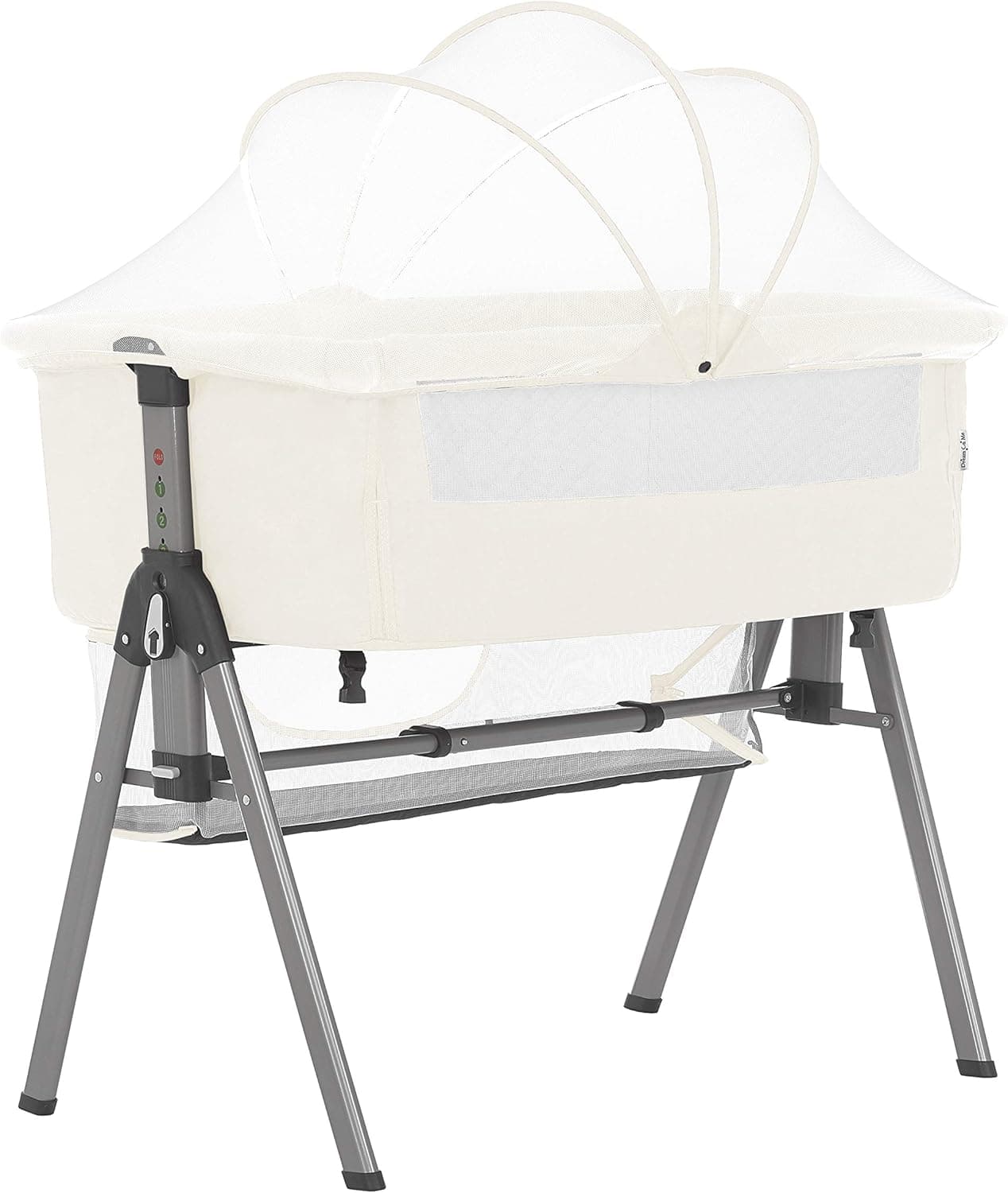 Dream On Me Lotus Bassinet and Bedside Sleeper, Ivory - Adjustable Height, Portable