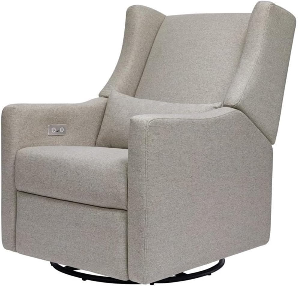 Babyletto Kiwi Glider Recliner Nursery Chair with USB Ports, Performance Grey Eco-Weave