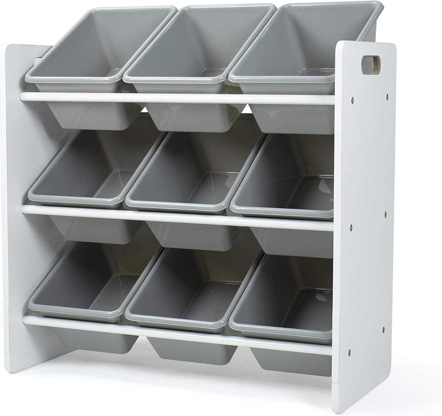 Humble Crew 9-Bin Toy Organizer, Explorer Natural White/Grey Plastic Bins, 3-Tier Playroom Storage