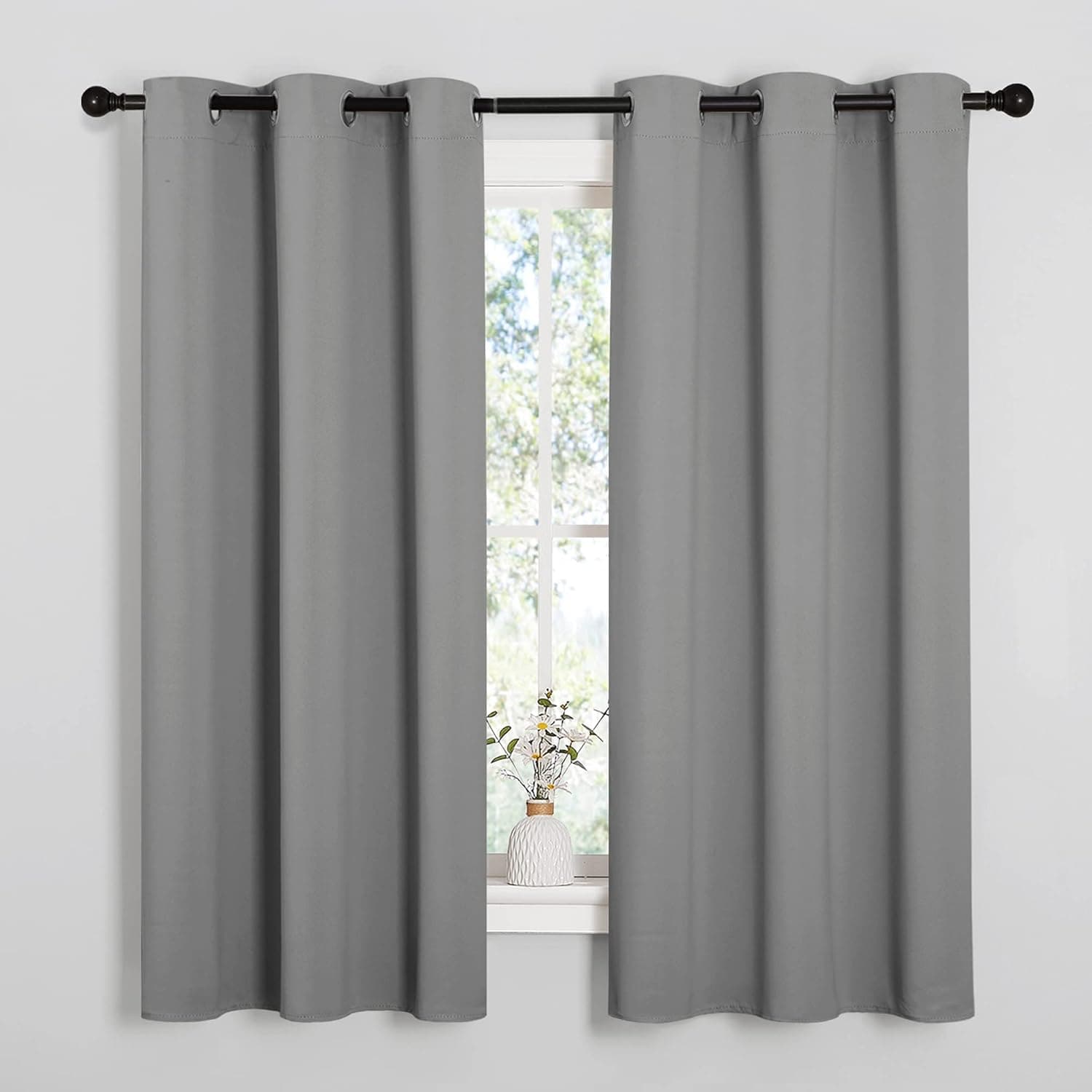 NICETOWN Silver Grey Thermal Insulated Grommet Blackout Curtains Nursery, 2 Panels, W42 x L63