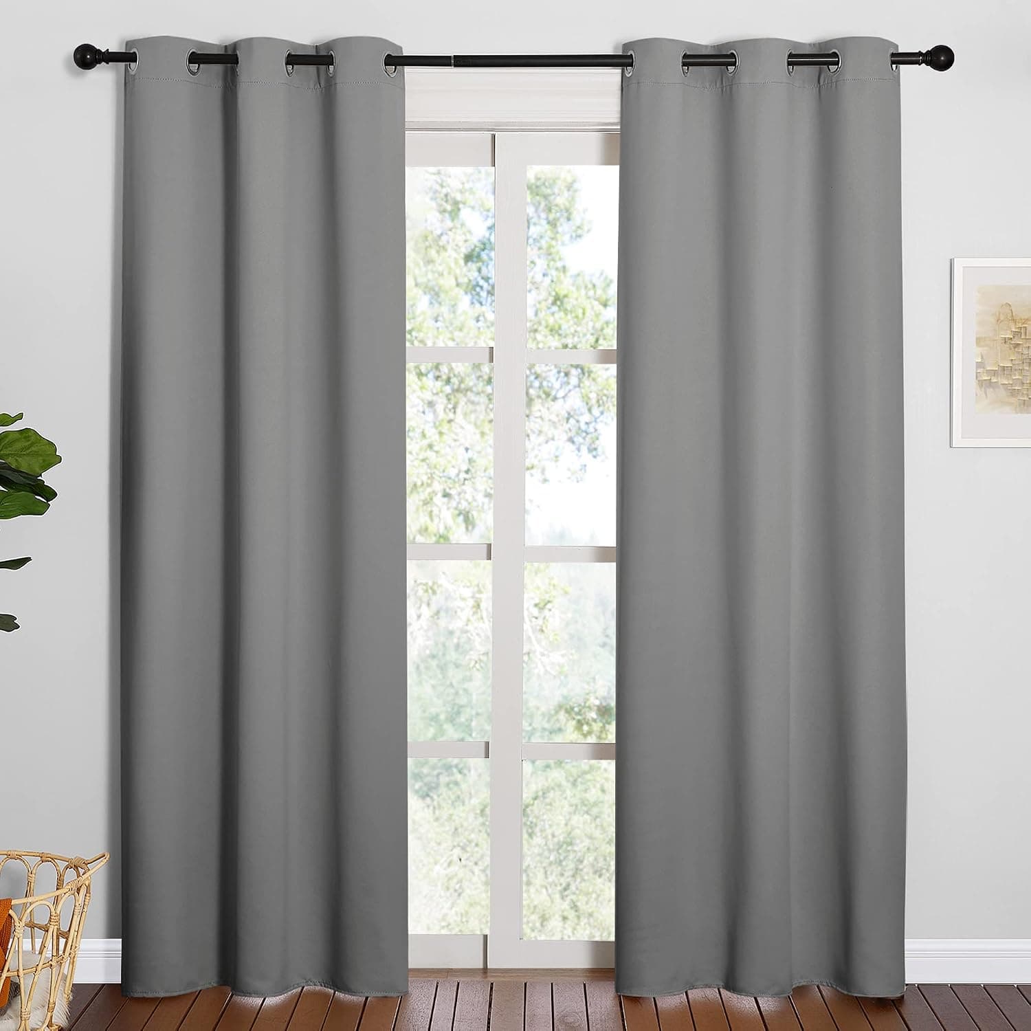 NICETOWN Thermal Insulated Grommet Blackout Curtains Nursery, Silver Grey, 2 Panels, W42 x L84