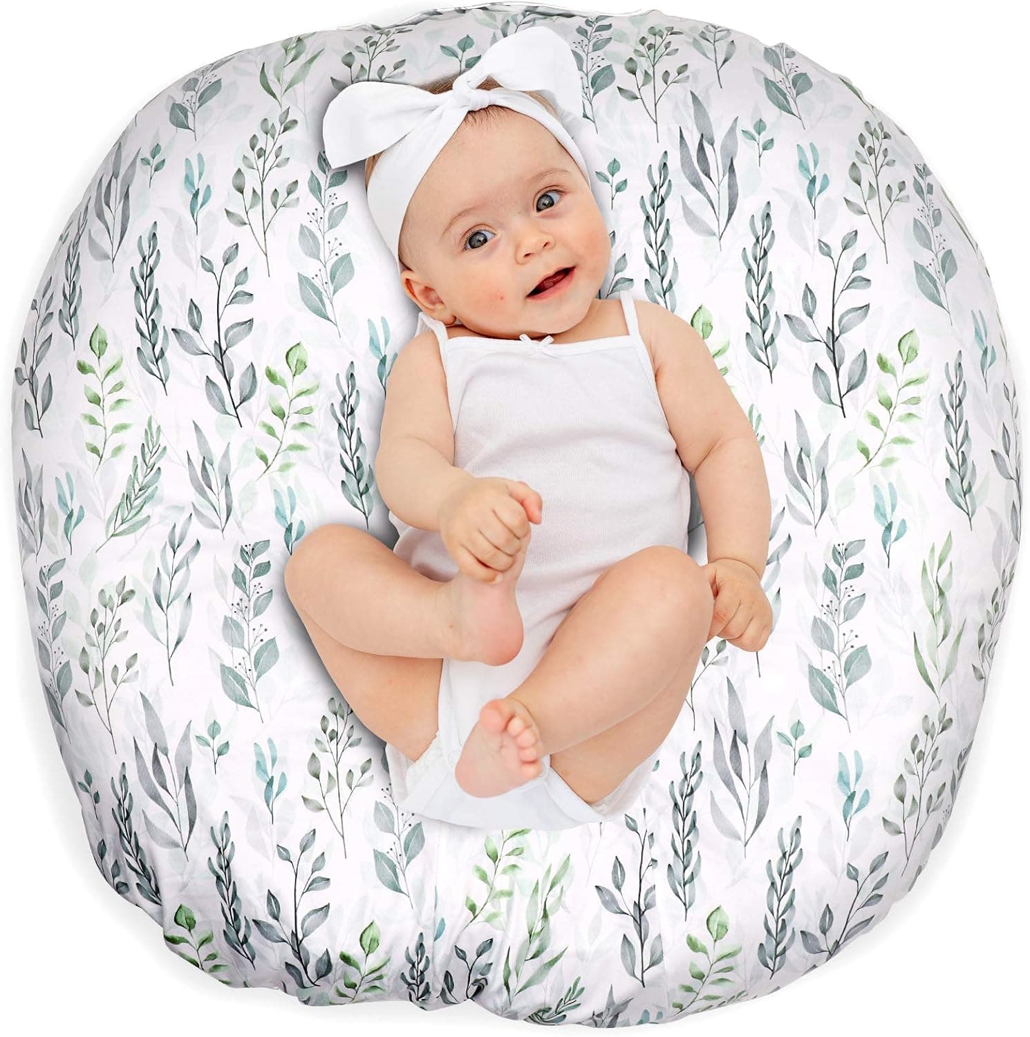 DILIMI Newborn Lounger Cover, Removable Ultra Soft Comfortable Slipcover for Infant Lounger, Green Leaf