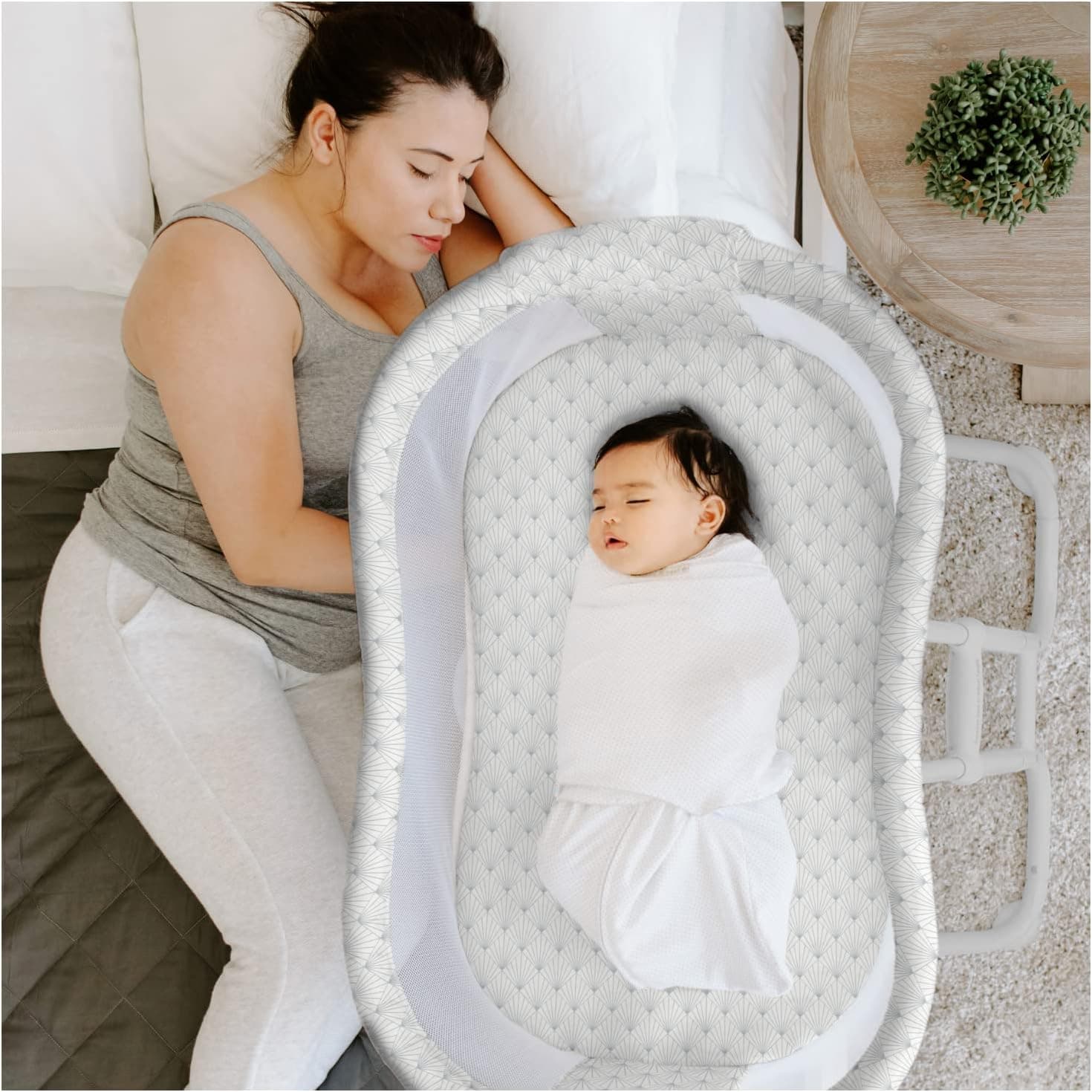 HALO BassiNest Glide Bedside Bassinet, Adjustable Co-Sleeping Crib with Mesh Walls