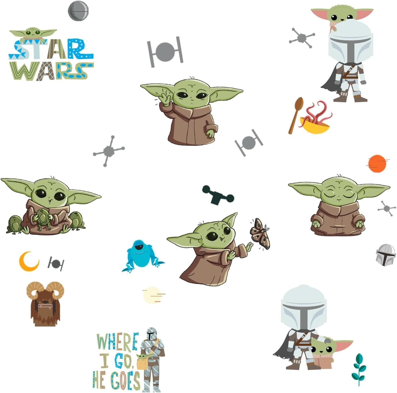 RoomMates RMK4805SCS The Child Illustrated Peel and Stick Wall Decals, Green, Brown, Blue