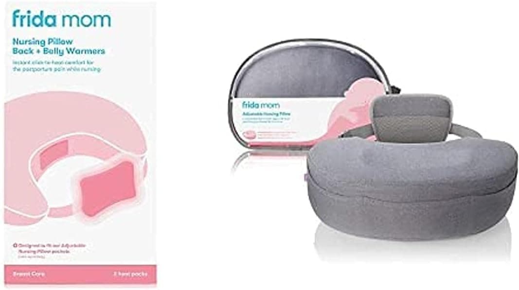 Frida Mom Adjustable Nursing Pillow with Back and Belly Warmers for Mom and Baby Comfort