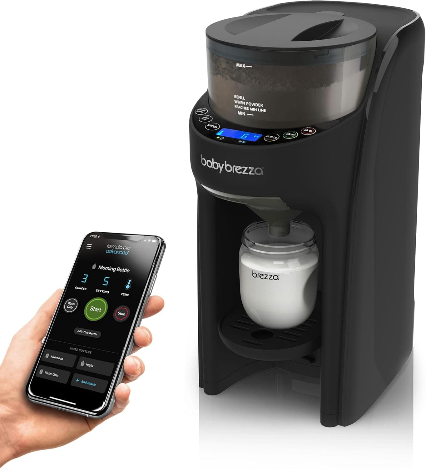 Baby Brezza Formula Pro Advanced WiFi Formula Dispenser Machine, Automatic Powder Blending, Black