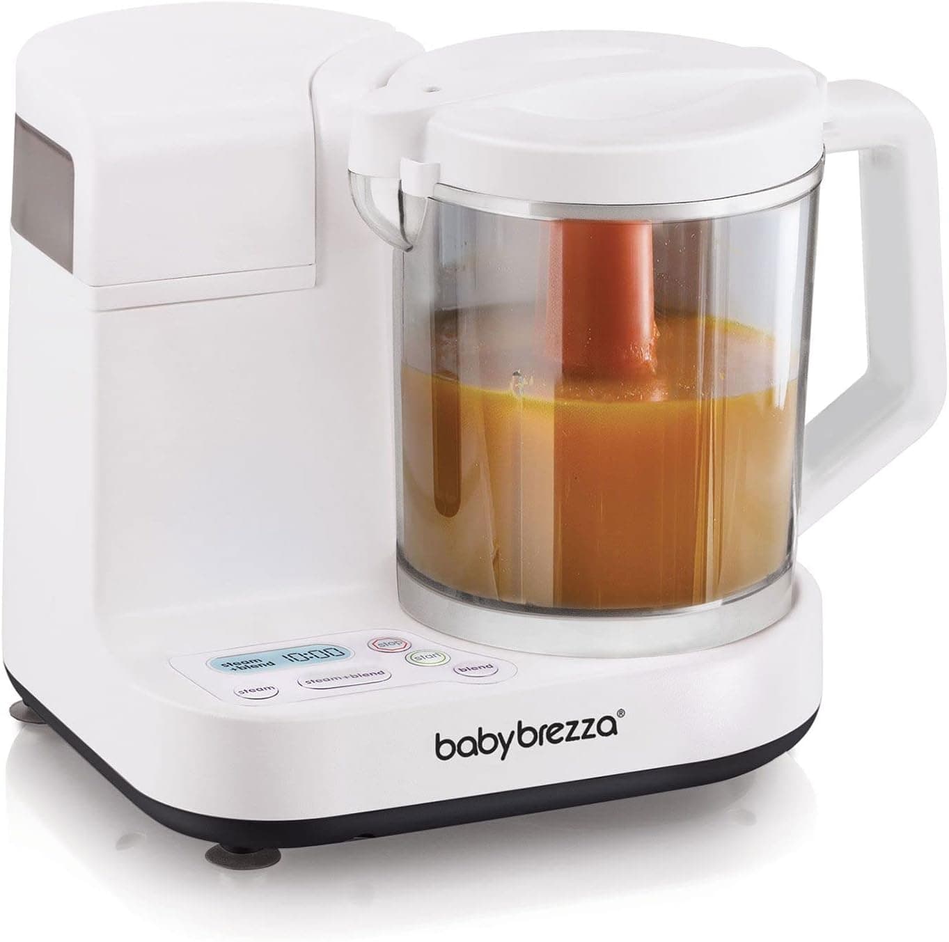 Baby Brezza One Step Glass Baby Food Maker - Auto Shut Off, Dishwasher Safe Cooker and Blender, 4 Cup Capacity